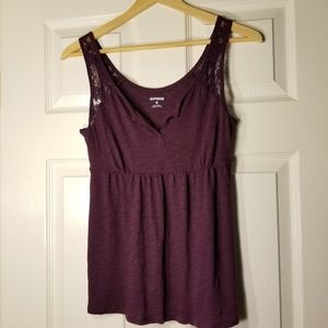 Express Maroon Top with Lace